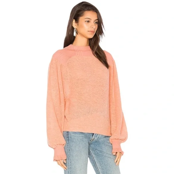 FREE PEOPLE • Elderflower Sweater Wool/Alpaca in Peach Size Large - Picture 2 of 15